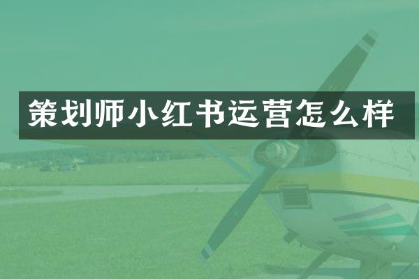 策划师小红书运营怎么样