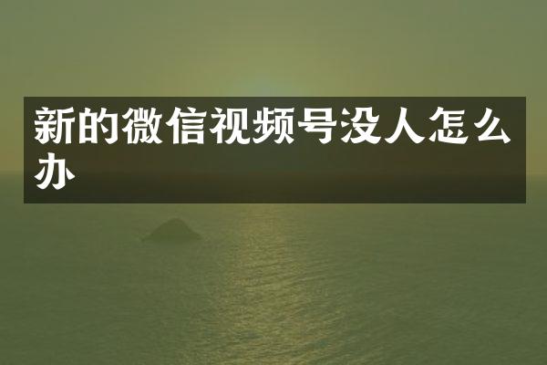 新的微信视频号没人怎么办