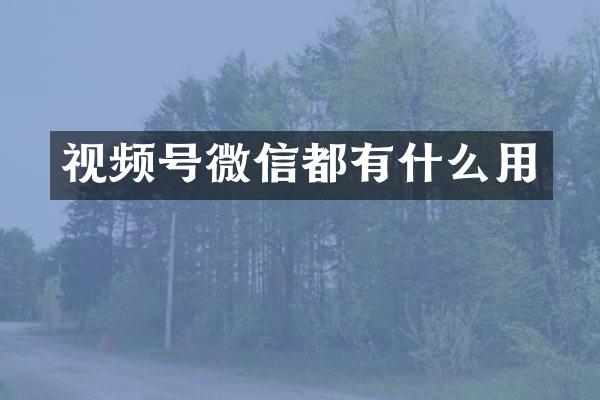 视频号微信都有什么用