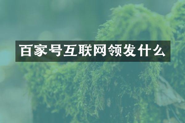 百家号互联网领发什么