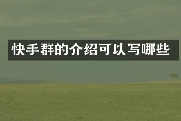 快手群的介绍可以写哪些