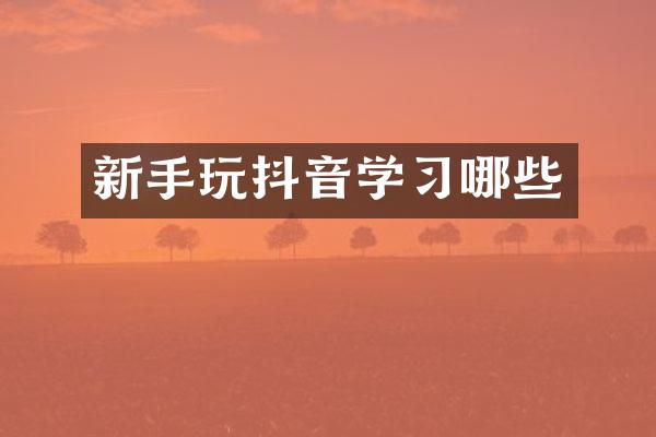 新手玩抖音学习哪些