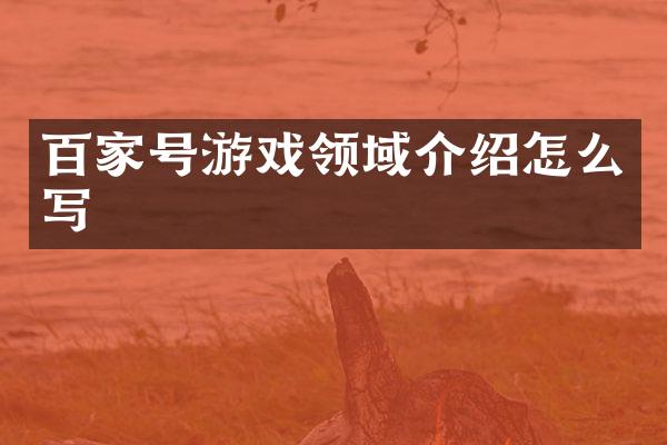 百家号游戏领域介绍怎么写