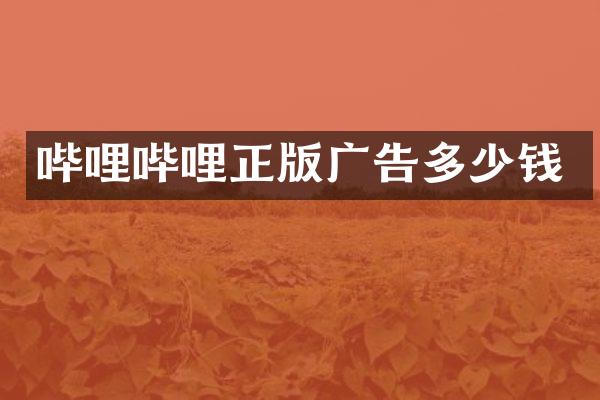 哔哩哔哩正版广告多少钱