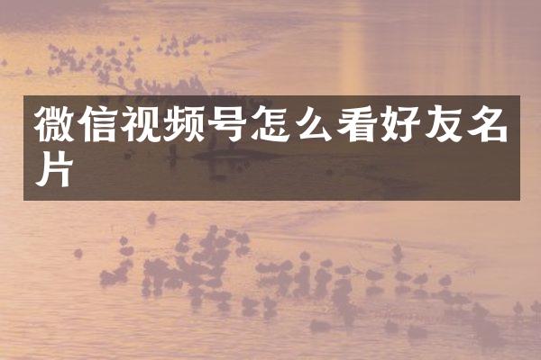 微信视频号怎么看好友名片