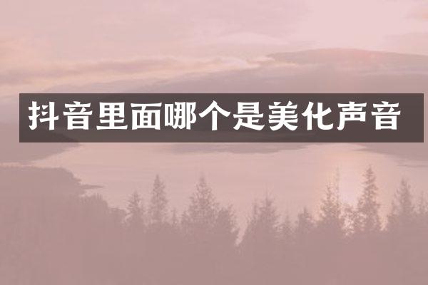 抖音里面哪个是美化声音