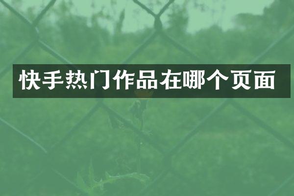 快手热门作品在哪个页面