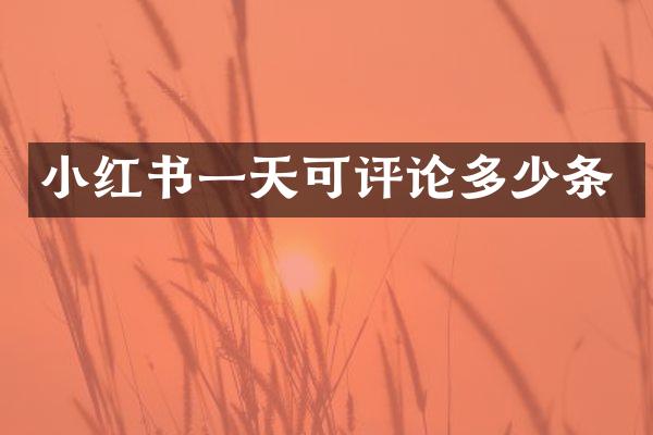 小红书一天可评论多少条