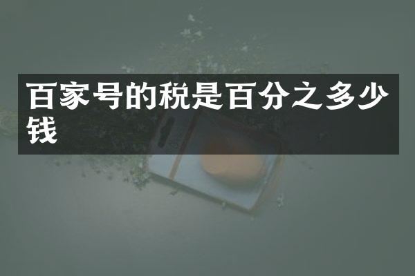 百家号的税是百分之多少钱