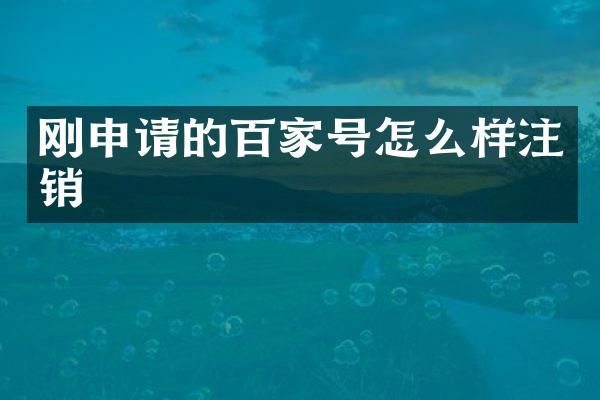 刚申请的百家号怎么样注销