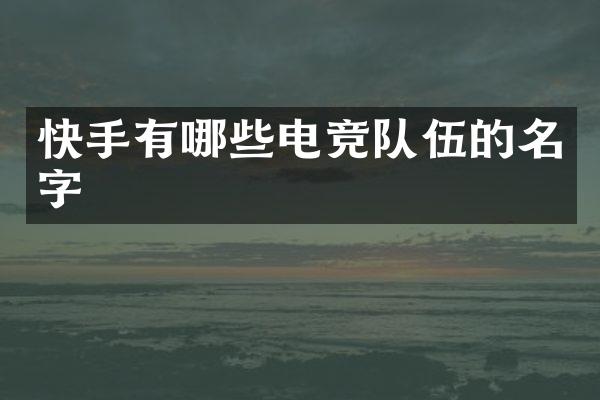 快手有哪些电竞队伍的名字