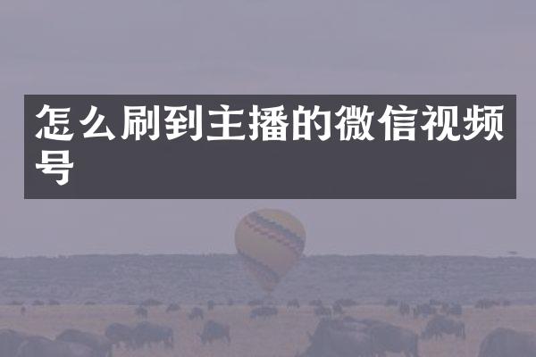 怎么刷到主播的微信视频号