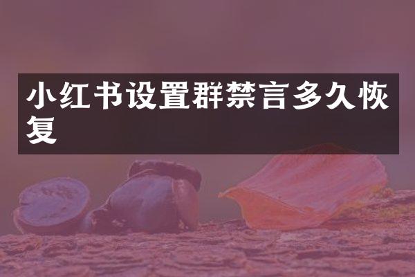 小红书设置群禁言多久恢复