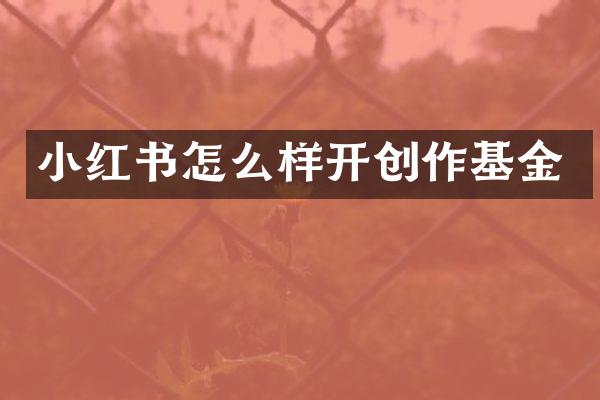 小红书怎么样开创作基金