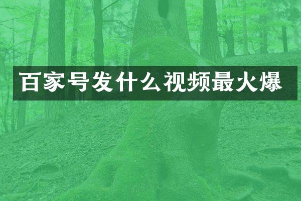 百家号发什么视频最火爆