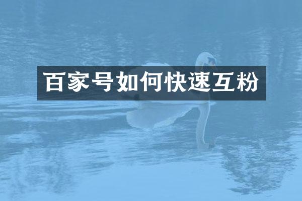 百家号如何快速互粉