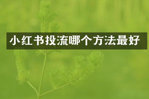 小红书投流哪个方法最好