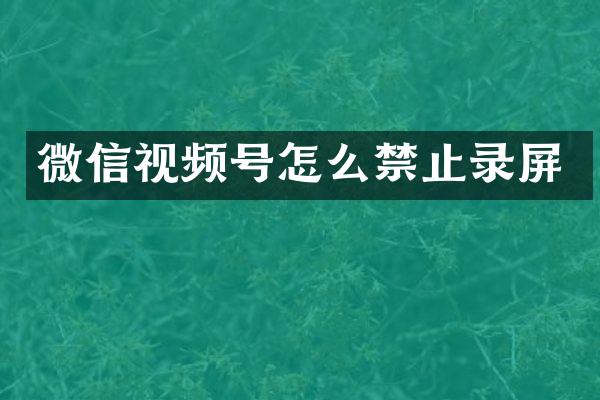 微信视频号怎么禁止录屏