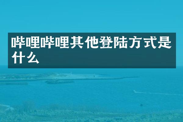 哔哩哔哩其他登陆方式是什么