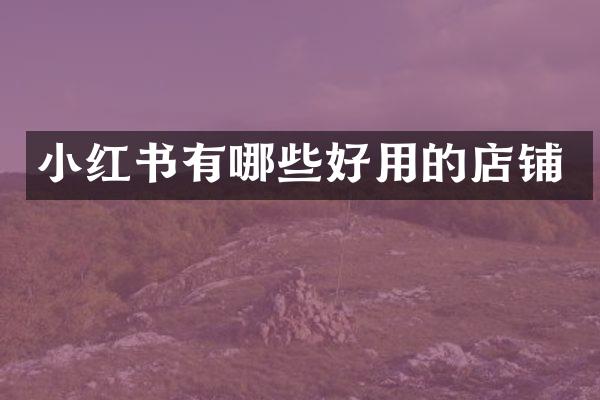 小红书有哪些好用的店铺