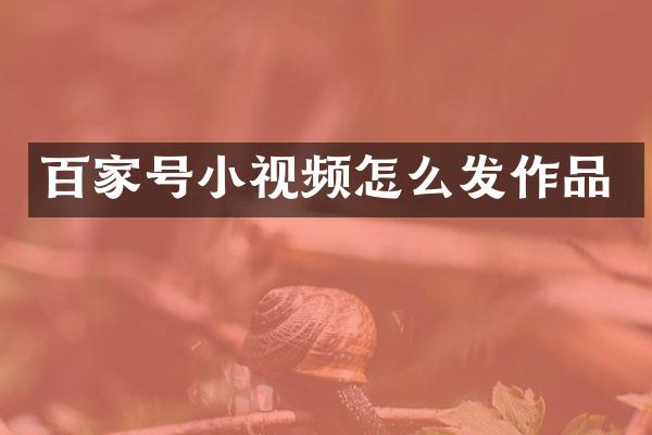 百家号小视频怎么发作品