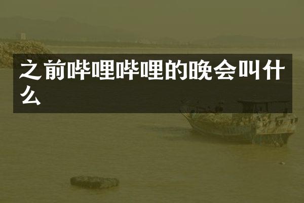 之前哔哩哔哩的晚会叫什么