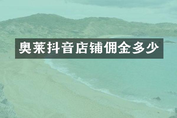 奥莱抖音店铺佣金多少