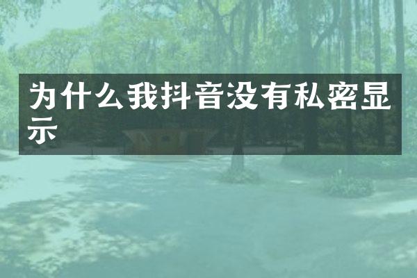 为什么我抖音没有私密显示