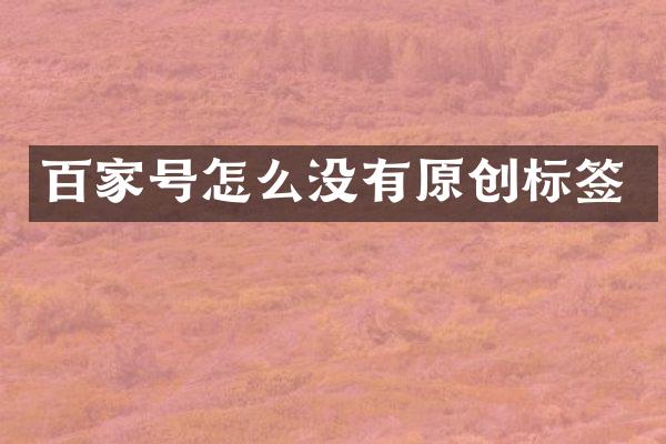 百家号怎么没有原创标签