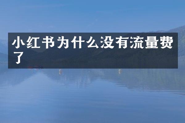 小红书为什么没有流量费了