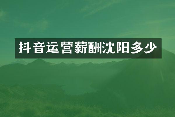 抖音运营薪酬沈阳多少