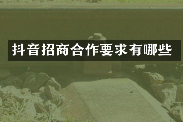 抖音招商合作要求有哪些