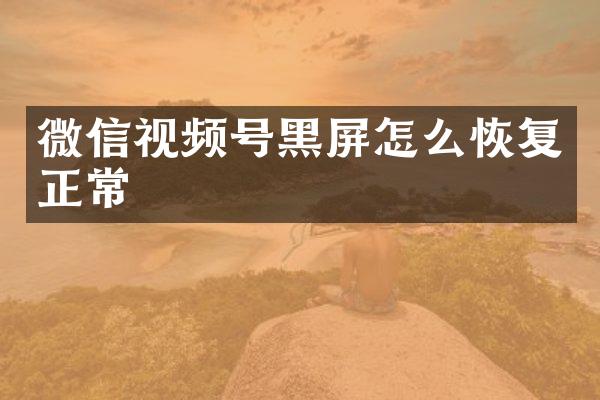 微信视频号黑屏怎么恢复正常