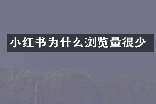 小红书为什么浏览量很少