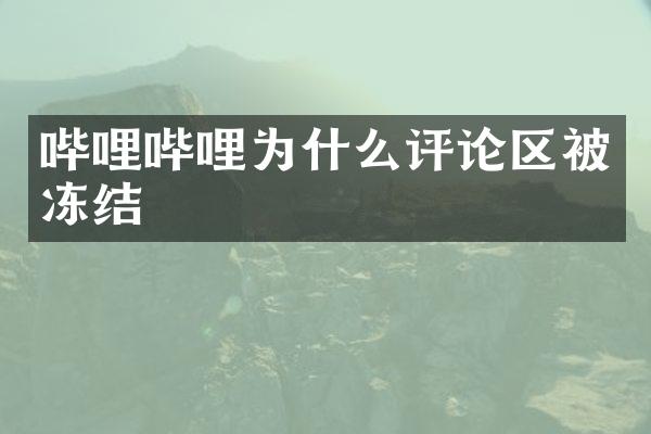 哔哩哔哩为什么评论区被冻结