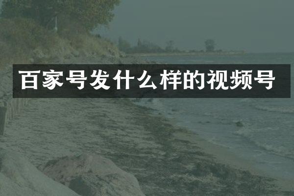 百家号发什么样的视频号
