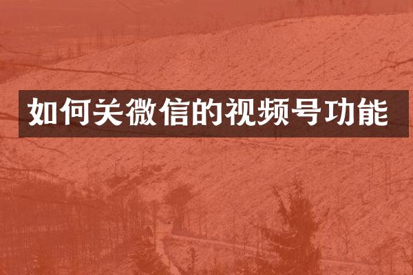 如何关微信的视频号功能
