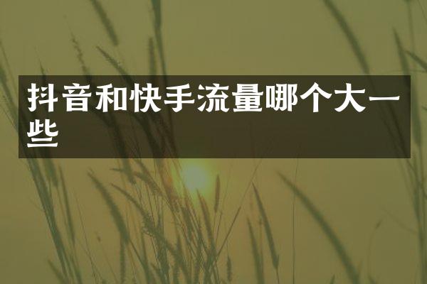 抖音和快手流量哪个大一些