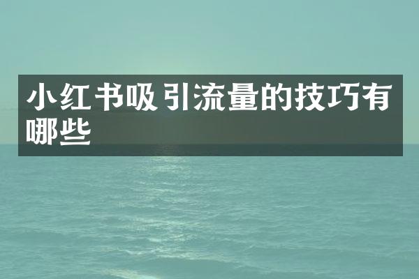 小红书吸引流量的技巧有哪些