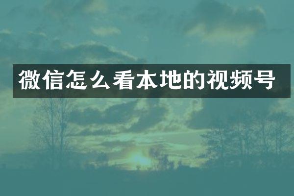 微信怎么看本地的视频号