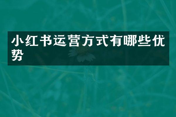 小红书运营方式有哪些优势