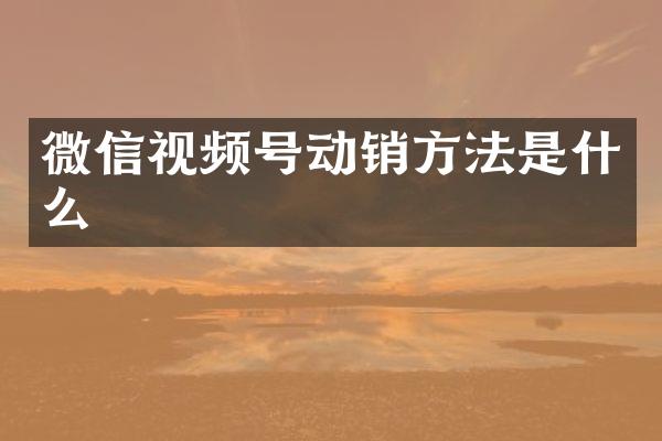 微信视频号动销方法是什么