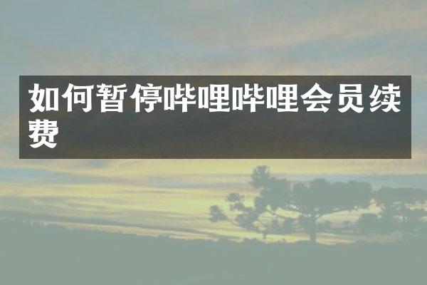 如何暂停哔哩哔哩会员续费