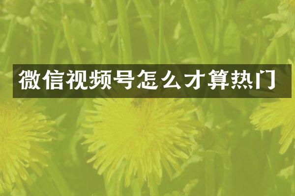 微信视频号怎么才算热门