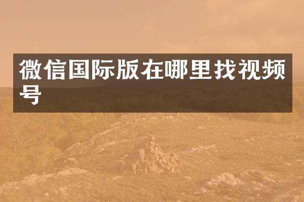 微信国际版在哪里找视频号