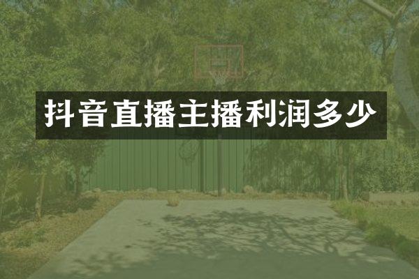 抖音直播主播利润多少