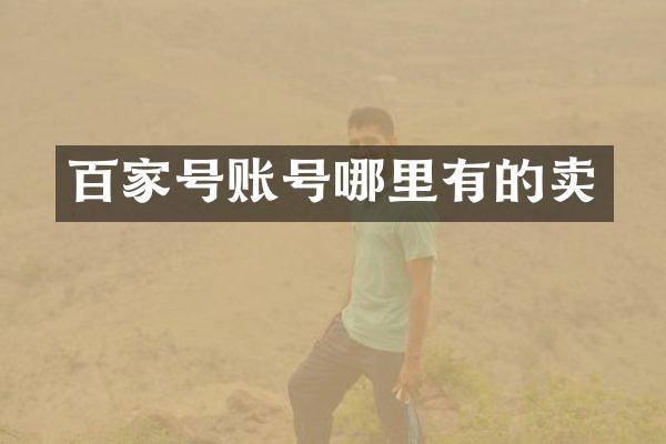 百家号账号哪里有的卖
