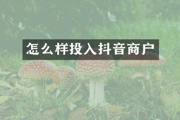 怎么样投入抖音商户