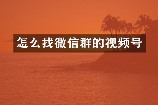 怎么找微信群的视频号