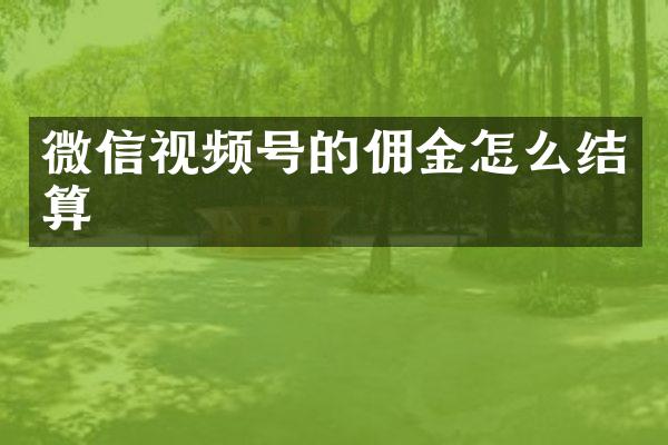 微信视频号的佣金怎么结算